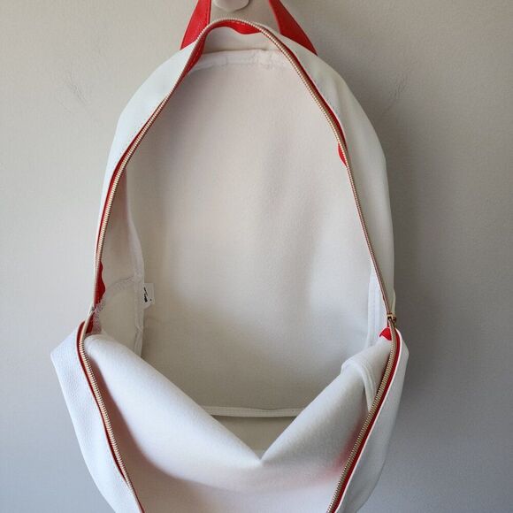 Hello Kitty White Kids Backpack | Faux Leather Red Straps Zipper Pocket | NEW - Picture 4 of 8